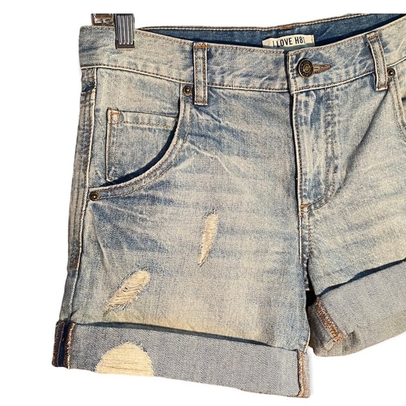 Forever 21 I Love H81 Cuffed Distressed Denim Jeans Shorts Size 26 NWT - Picture 2 of 14